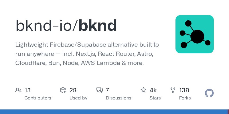 GitHub - bknd-io/bknd: Lightweight Firebase/Supabase alternative built to run anywhere — incl. Next.js, React Router, Astro, Cloudflare…