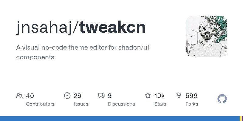 GitHub - jnsahaj/tweakcn: A visual no-code theme editor for shadcn/ui components
