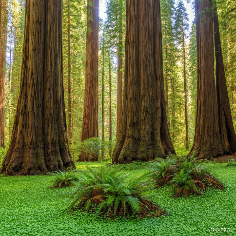 #Bing_Wallpaper“在美国加利福尼亚州红木国家与州立公园中，可以看到一片宁静而引人入胜的景象：高耸入云的红木树群