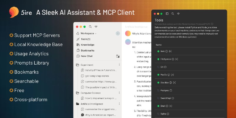 GitHub - nanbingxyz/5ire: 5ire is a cross-platform desktop AI assistant, MCP client. It compatible with major service providers…