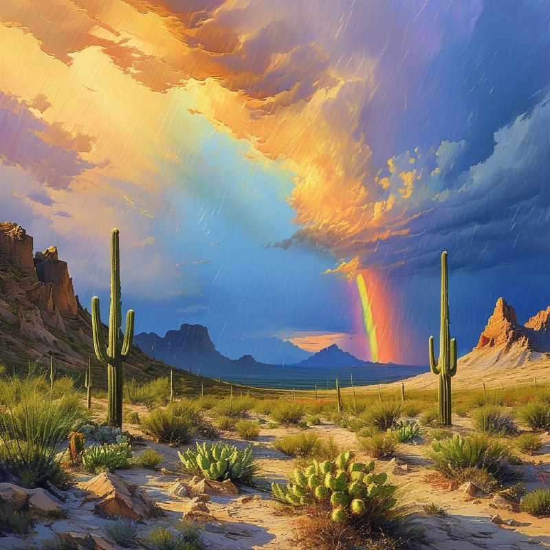 #Bing_Wallpaper亚利桑那州巨型仙人掌国家公园广阔的沙漠景观，以瓦森峰为背景，天空呈现出戏剧性变化