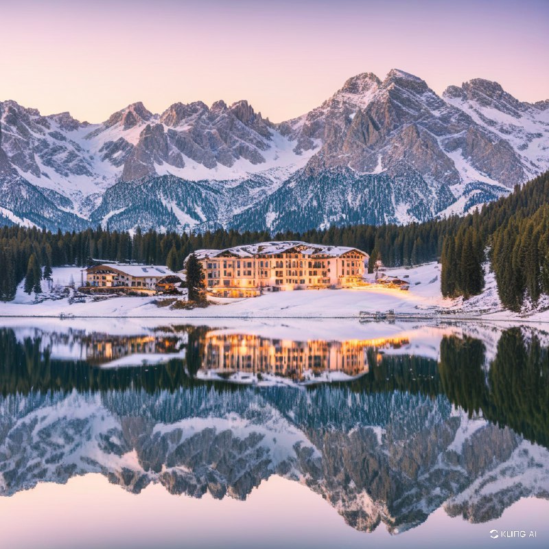 #Bing_Wallpaper在日落时分的意大利多洛米蒂山脉的米苏里纳湖宁静画面