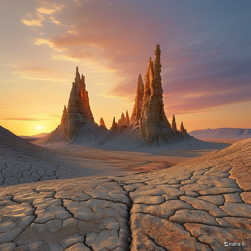 #Bing_Wallpaper“在日落时分，一个超现实的沙漠景观，位于西班牙纳瓦拉省的巴尔德纳斯雷亚莱斯自然公园，展现了标志性的卡斯蒂尔德蒂耶拉地貌