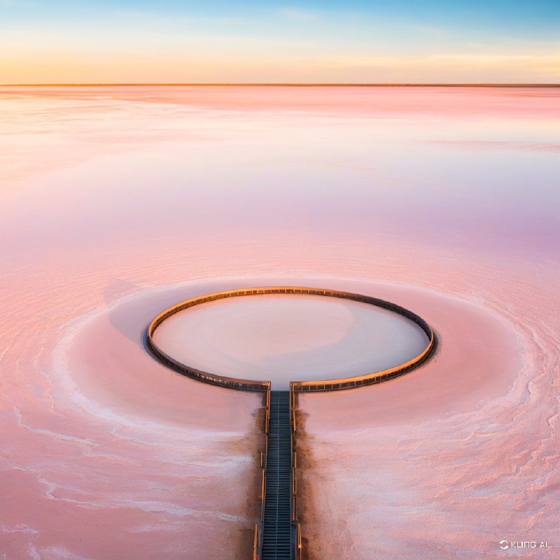 #Bing_Wallpaper“维多利亚州澳大利亚蒂莱尔湖那广阔而空灵的盐湖景观，被落日的金色光辉笼罩