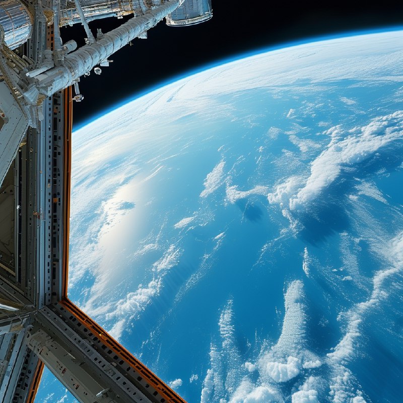 #Bing_Wallpaper从国际空间站穹顶窗口眺望，可以看到南太平洋海洋的鲜艳蓝色，与旋转的白色云层形成鲜明对比，在广阔的地球曲面上展现出迷人的画面