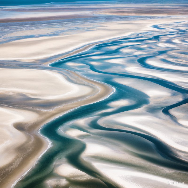 #Bing_Wallpaper“德国石勒苏益格-荷尔斯泰因瓦登海国家公园，这片宁静而未被触及的自然天堂呈现出令人叹为观止的空中景观