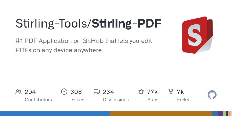GitHub - Stirling-Tools/Stirling-PDF: #1 PDF Application on GitHub that lets you edit PDFs on any device anywhere