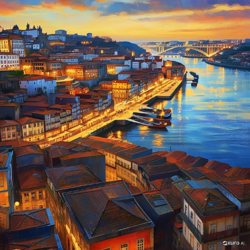 #Bing_Wallpaper“葡萄牙波尔图的黄金时刻，俯瞰历史悠久的里贝拉区和杜罗河的全景
