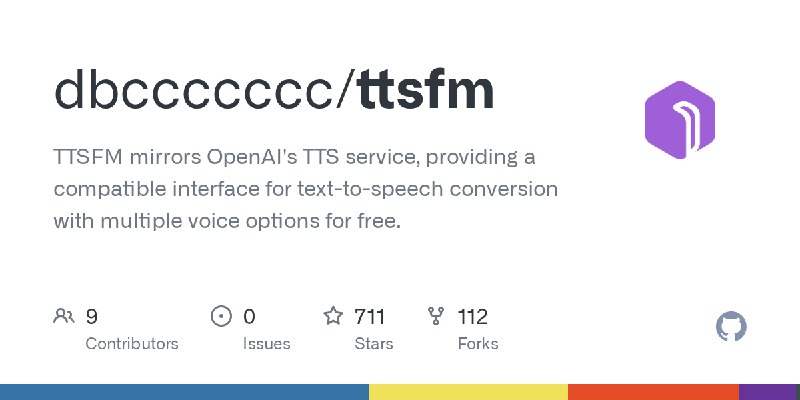 GitHub - dbccccccc/ttsfm: TTSFM mirrors OpenAI's TTS service, providing a compatible interface for text-to-speech conversion with…