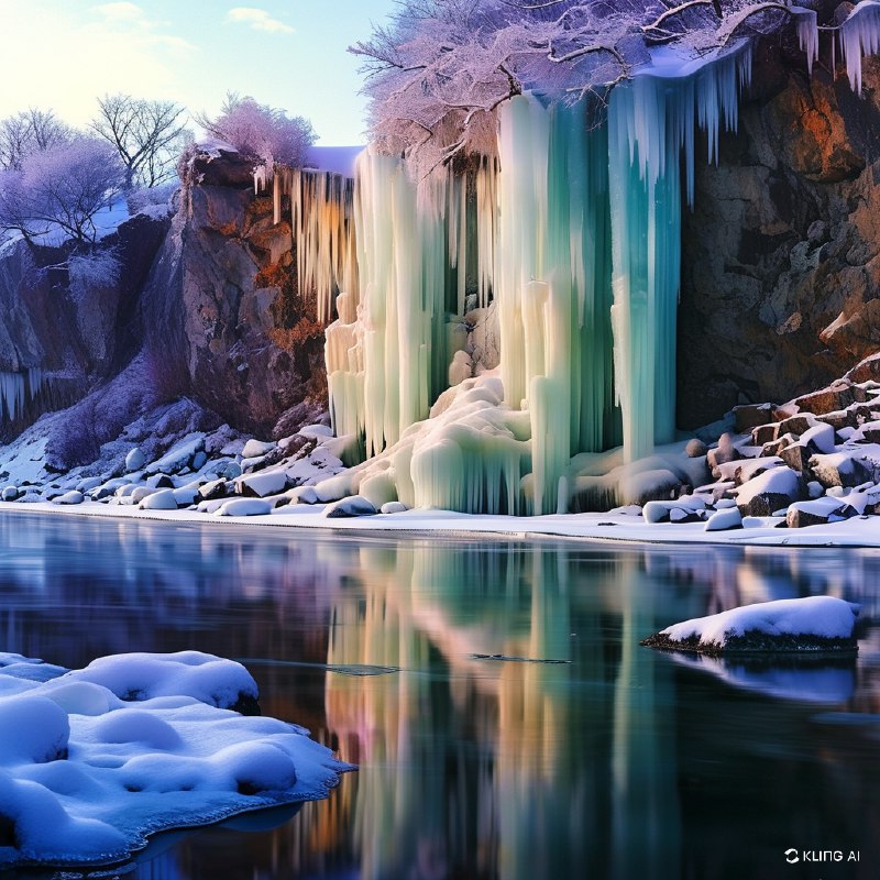 #Bing_Wallpaper"日本秩父三十槌冰柱的迷人冬景，以从陡峭崖壁倾泻而下的高大透明冰柱为特色