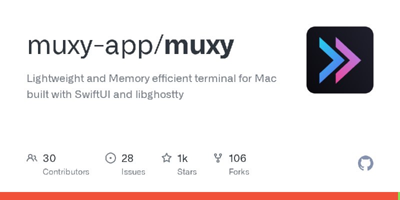 GitHub - muxy-app/muxy: Lightweight and Memory efficient terminal for Mac built with SwiftUI and libghostty