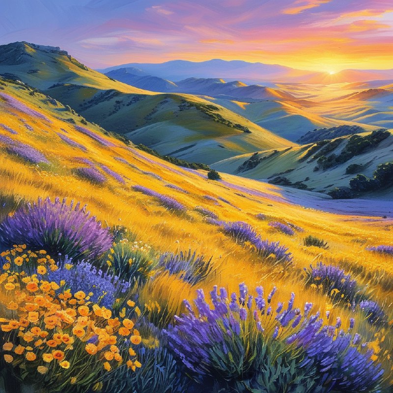 #Bing_Wallpaper“在美国加利福尼亚的卡里佐平原国家纪念碑上，罕见的超级花海盛开，绚丽的野花如海洋般覆盖了起伏的山丘