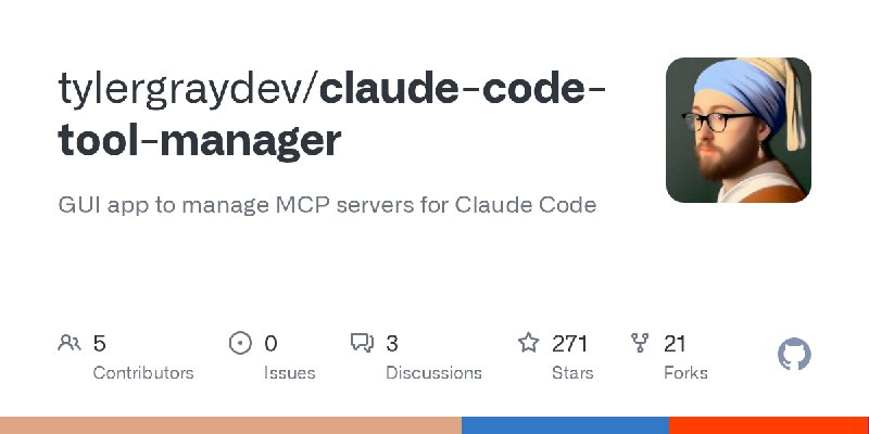 GitHub - tylergraydev/claude-code-tool-manager: GUI app to manage MCP servers for Claude Code