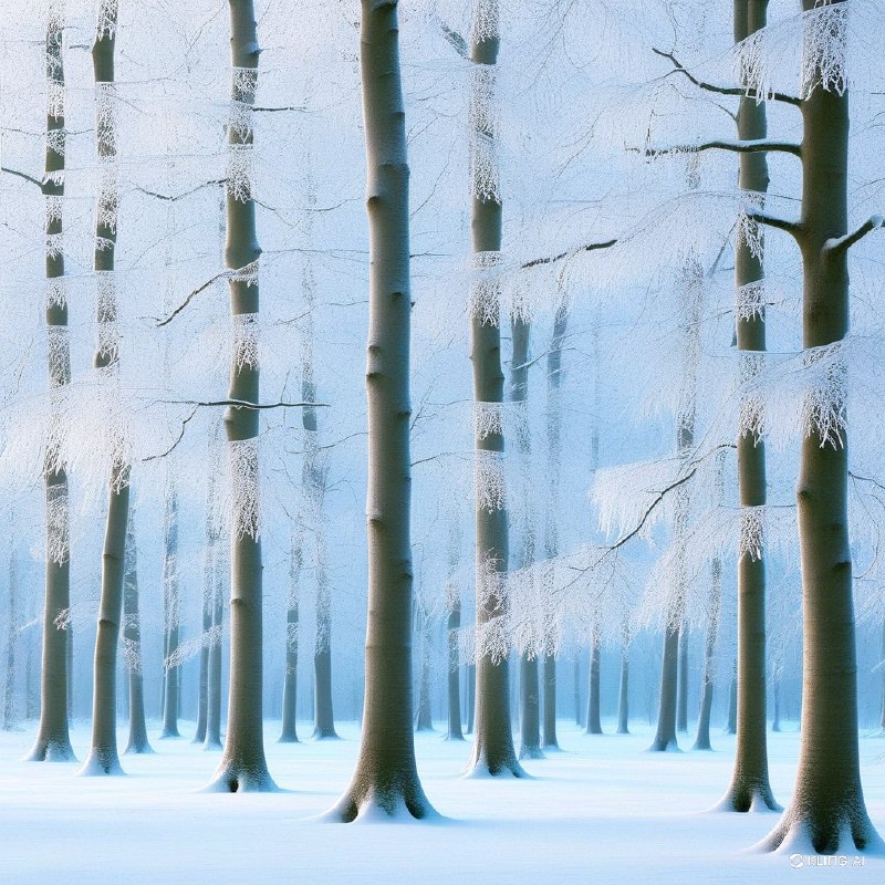 #Bing_Wallpaper一个迷人的冬日景象出现在比利时宁静的山毛榉森林中，大地覆盖着柔软而洁白的初雪