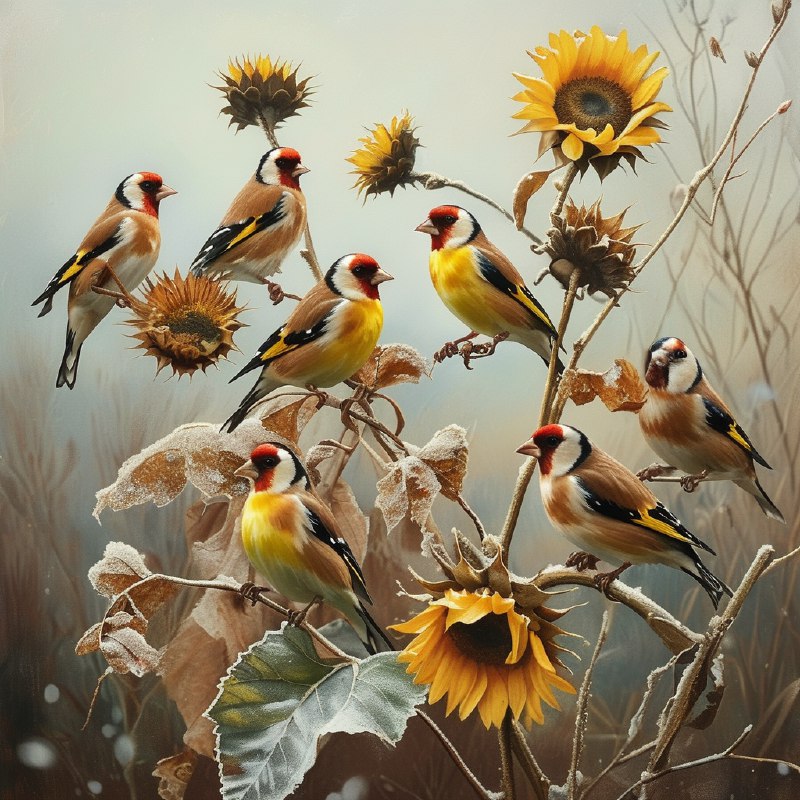#Bing_Wallpaper“一群充满生机的欧洲金翅雀构成了一幅迷人的景象