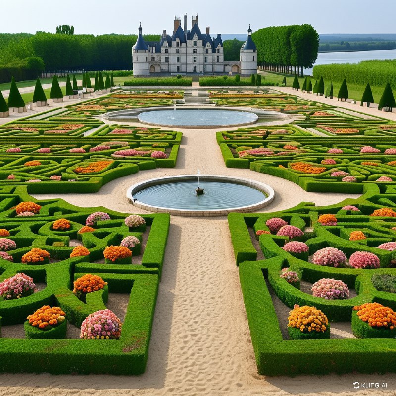 #Bing_Wallpaper在被誉为标志性建筑的法国卢瓦尔河谷维朗德里城堡中，有一处令人叹为观止的几何花园设计