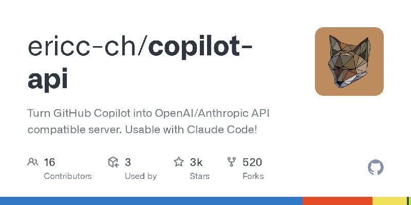 GitHub - ericc-ch/copilot-api: Turn GitHub Copilot into OpenAI/Anthropic API compatible server. Usable with Claude Code!