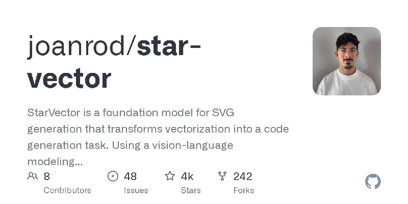 GitHub - joanrod/star-vector: StarVector is a foundation model for SVG generation that transforms vectorization into a code generation…