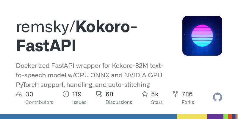 GitHub - remsky/Kokoro-FastAPI: Dockerized FastAPI wrapper for Kokoro-82M text-to-speech model w/CPU ONNX and NVIDIA GPU PyTorch…