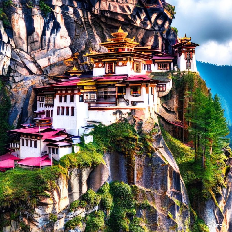 #Bing_Wallpaper雄伟的喜马拉雅修道院紧贴在崎岖山崖上的不丹虎穴寺