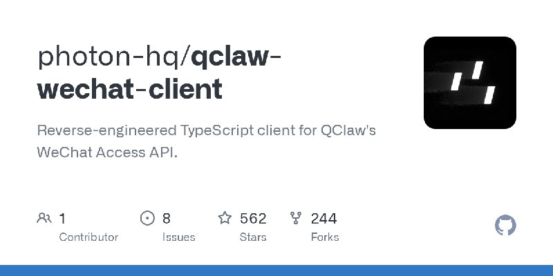 GitHub - photon-hq/qclaw-wechat-client: Reverse-engineered TypeScript client for QClaw's WeChat Access API.