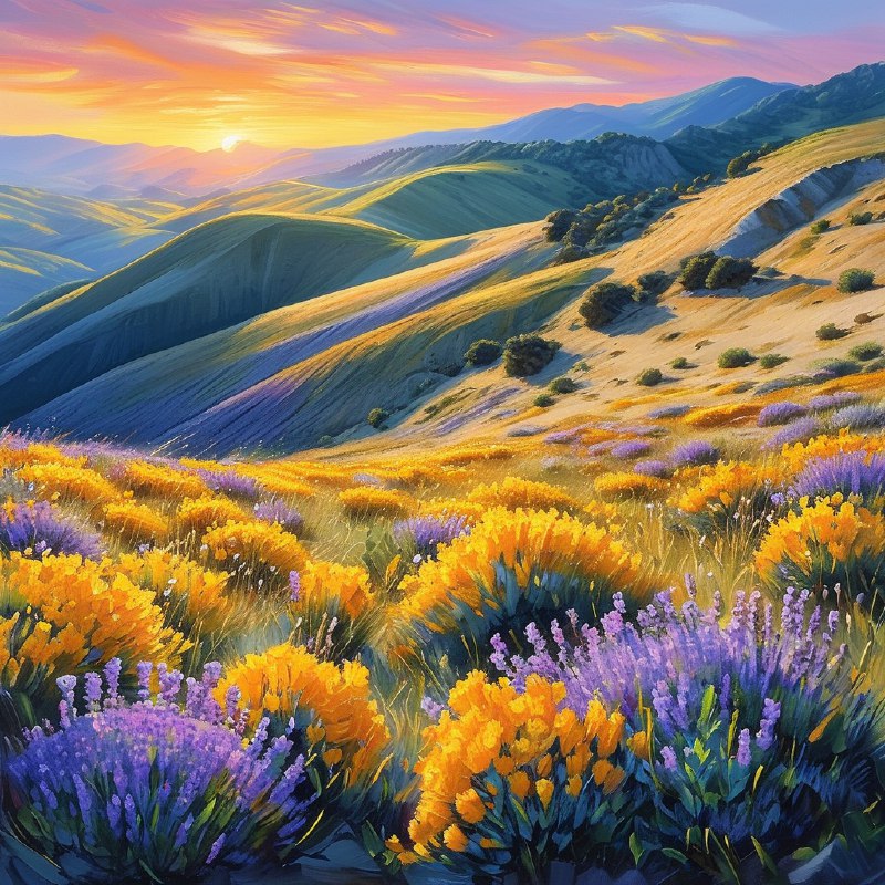 #Bing_Wallpaper“在美国加利福尼亚的卡里佐平原国家纪念碑上，罕见的超级花海盛开，绚丽的野花如海洋般覆盖了起伏的山丘