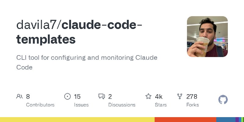 GitHub - davila7/claude-code-templates: CLI tool for configuring and monitoring Claude Code
