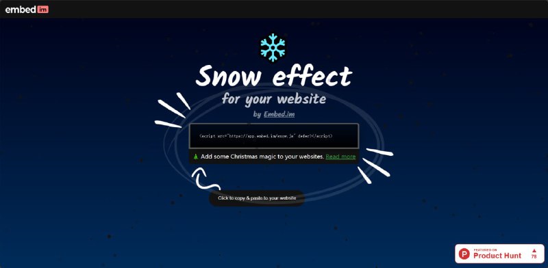 Snow effect一行代码就可以给你的网站嵌入雪景效果