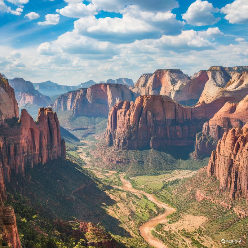 #Bing_Wallpaper“犹他州锡安国家公园雄伟的砂岩悬崖，在温暖的金色阳光下闪耀，巍峨的岩石结构展现出深红、橙色和粉红色的色彩层次