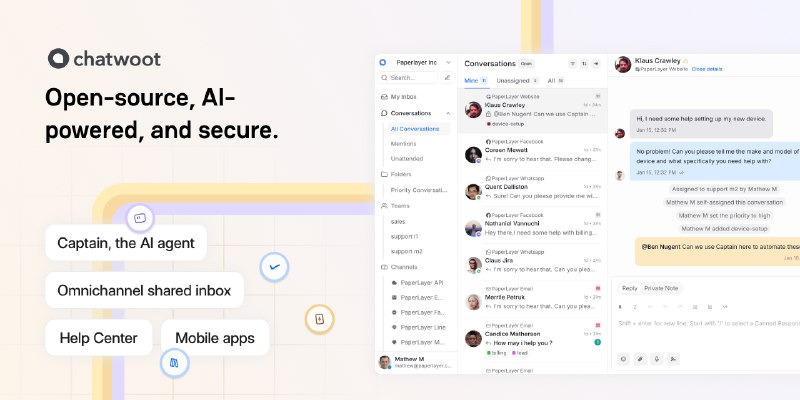 GitHub - chatwoot/chatwoot: Open-source live-chat, email support, omni-channel desk. An alternative to Intercom, Zendesk, Salesforce…