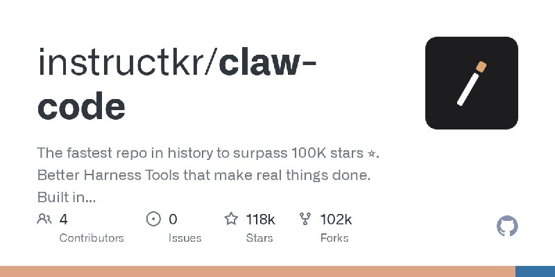 GitHub - instructkr/claw-code: The fastest repo in history to surpass 100K stars ⭐. Better Harness Tools that make real things…