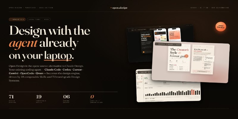 GitHub - nexu-io/open-design: 🎨 Local-first, open-source alternative to Anthropic's Claude Design. ⚡ 19 Skills · ✨ 71 brand-grade…