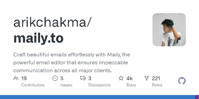 GitHub - arikchakma/maily.to: Craft beautiful emails effortlessly with Maily, the powerful email editor that ensures impeccable…