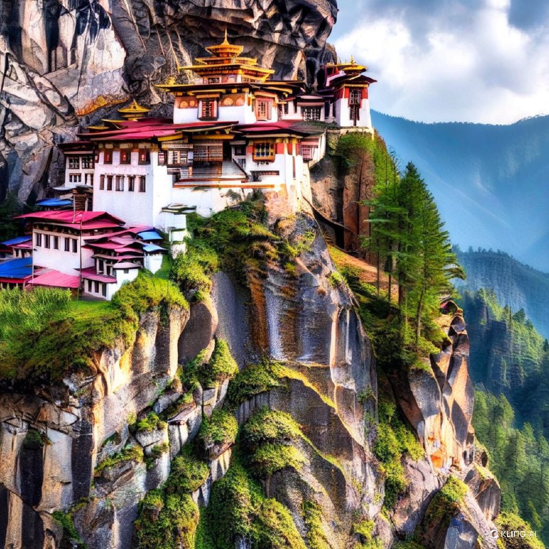 #Bing_Wallpaper雄伟的喜马拉雅修道院紧贴在崎岖山崖上的不丹虎穴寺