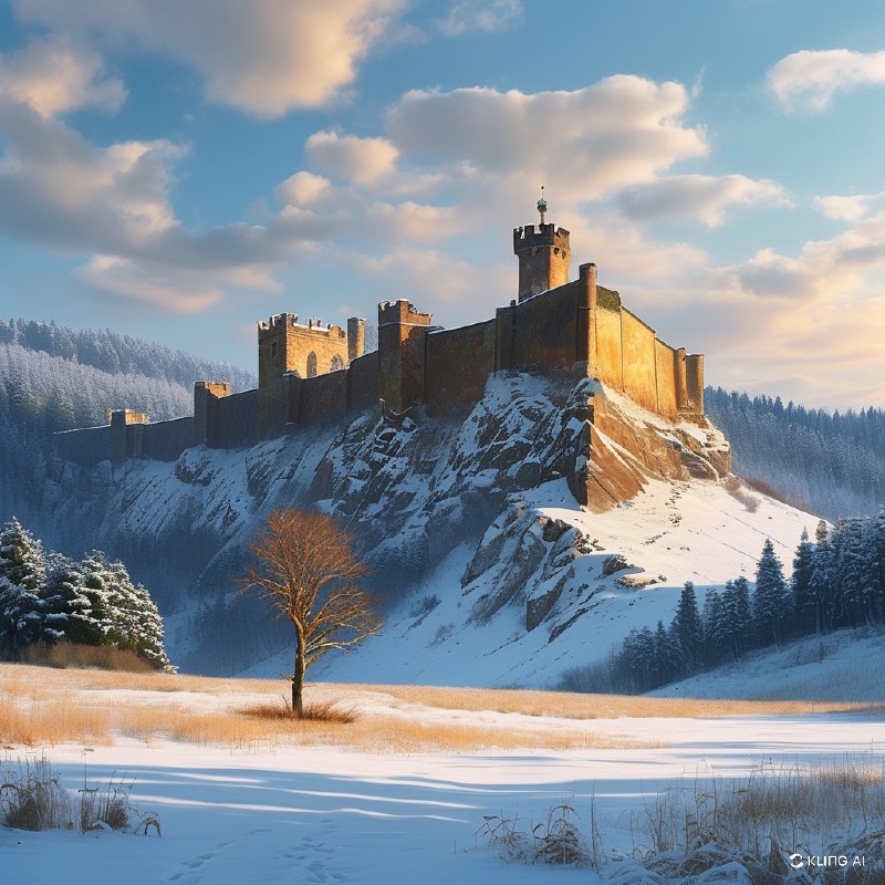 #Bing_Wallpaper位于德国萨克森小瑞士地区的国王石堡垒巍然矗立在陡峭的砂岩高原之上，周围环绕着银装素裹的冬日景色