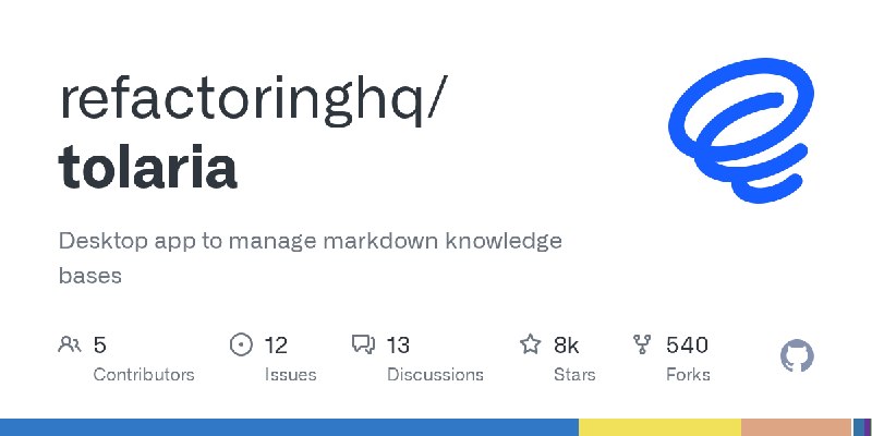 GitHub - refactoringhq/tolaria: Desktop app to manage markdown knowledge bases