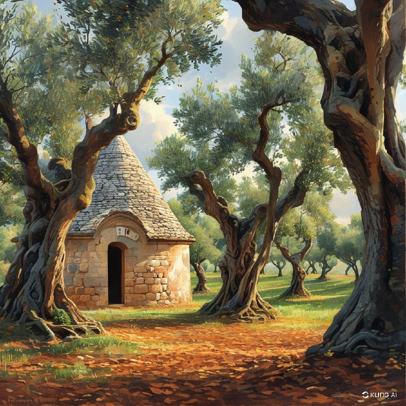 #Bing_Wallpaper意大利普利亚大区伊特里亚山谷中的宁静橄榄林，生长着古老的橄榄树