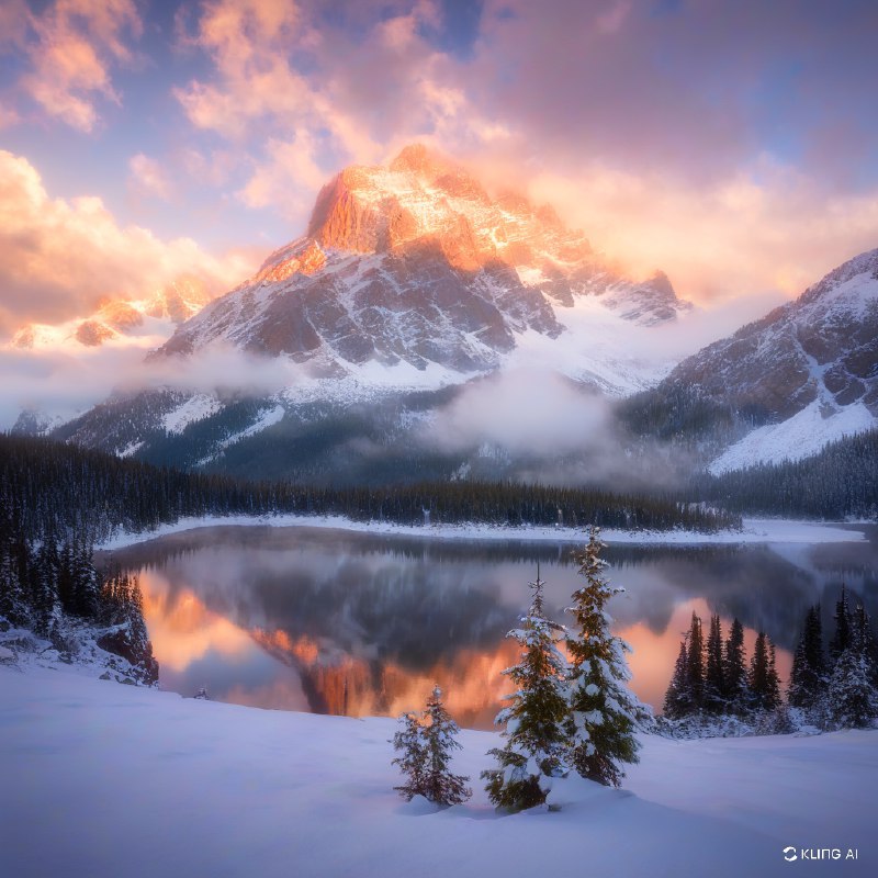 #Bing_Wallpaper一座巍峨的山峰穿过翻滚的云层，在落日的暖色调中矗立