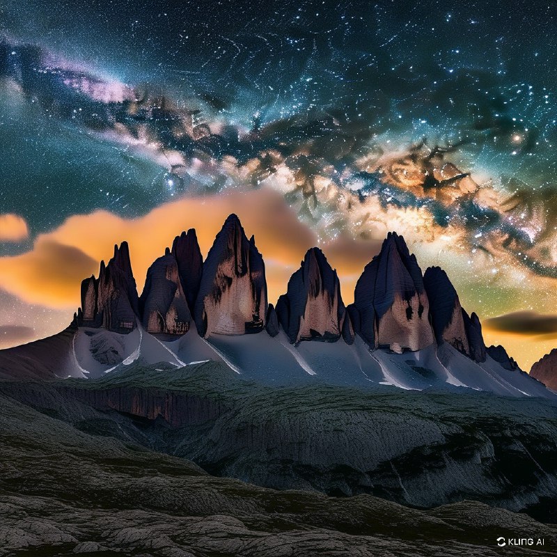 #Bing_Wallpaper“星光灿烂的夜晚下，庄严的三峰峻岭（Tre Cime di Lavaredo）剧烈地凸显于辉煌的银河所点亮的天空