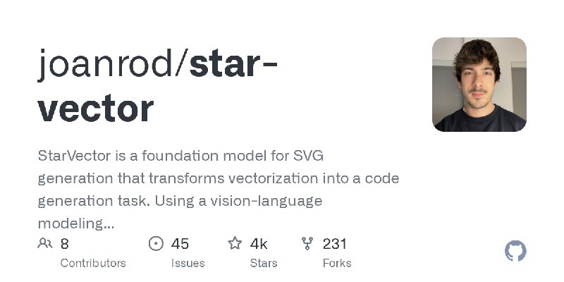 GitHub - joanrod/star-vector: StarVector is a foundation model for SVG generation that transforms vectorization into a code generation…