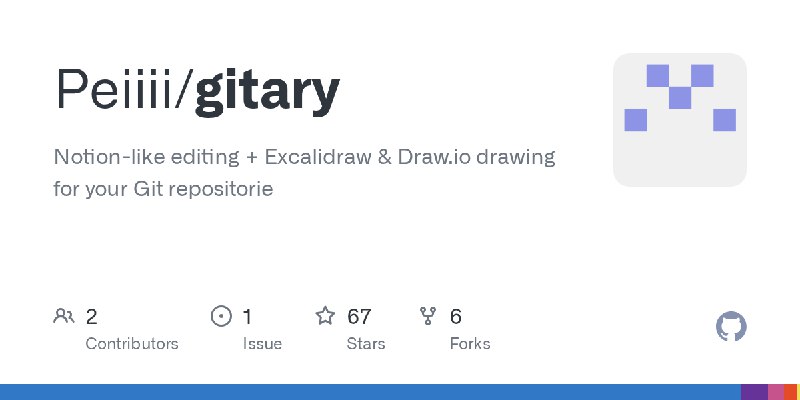 GitHub - Peiiii/gitary: Notion-like editing + Excalidraw & Draw.io drawing for your Git repositorie