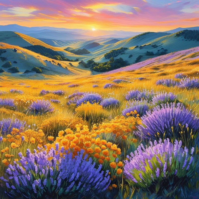 #Bing_Wallpaper“在美国加利福尼亚的卡里佐平原国家纪念碑上，罕见的超级花海盛开，绚丽的野花如海洋般覆盖了起伏的山丘