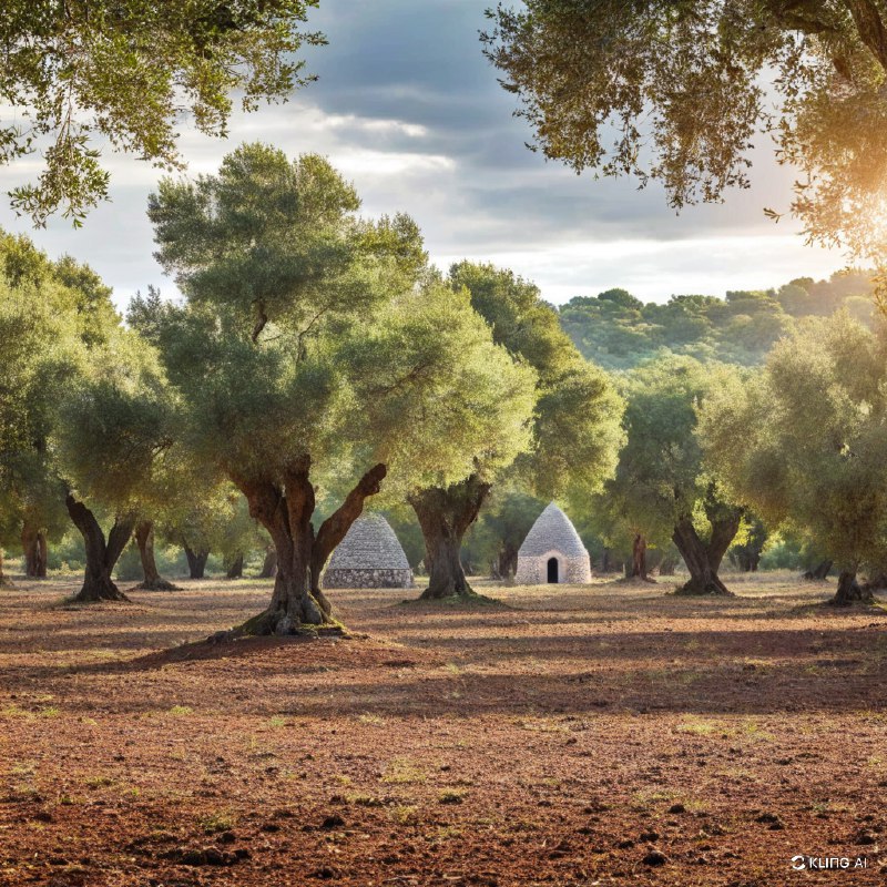 #Bing_Wallpaper意大利普利亚大区伊特里亚山谷中的宁静橄榄林，生长着古老的橄榄树