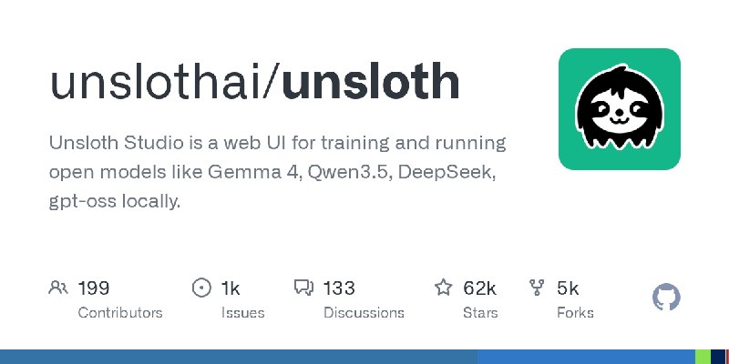 GitHub - unslothai/unsloth: Unsloth Studio is a web UI for training and running open models like Gemma 4, Qwen3.5, DeepSeek, gpt…