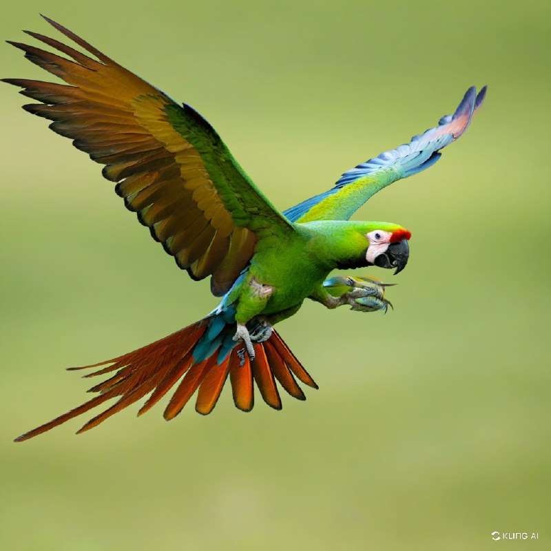 #Bing_Wallpaper一只壮丽的绿翅金刚鹦鹉（学名：Ara ambiguus）正在飞翔之中，它那鲜艳的绿色羽毛在柔和的自然光线下熠熠生辉