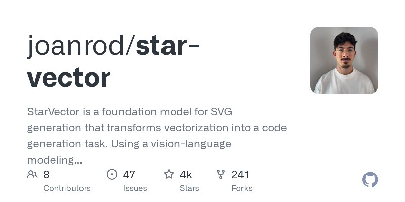 GitHub - joanrod/star-vector: StarVector is a foundation model for SVG generation that transforms vectorization into a code generation…