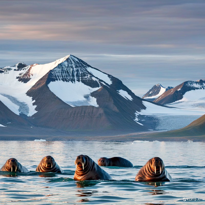 随浮冰漂流斯匹次卑尔根岛北部的海象群，斯瓦尔巴群岛，挪威随浮冰漂流斯匹次卑尔根岛北部的海象群，斯瓦尔巴群岛，挪威