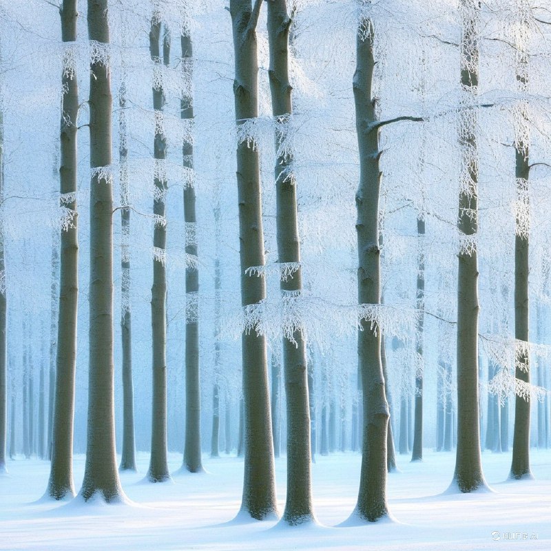 #Bing_Wallpaper一个迷人的冬日景象出现在比利时宁静的山毛榉森林中，大地覆盖着柔软而洁白的初雪