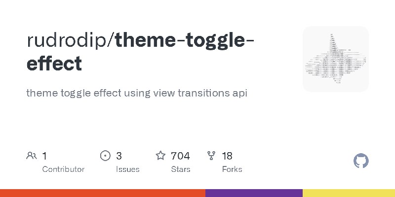 GitHub - rudrodip/theme-toggle-effect: theme toggle effect using view transitions api