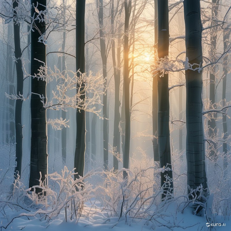 #Bing_Wallpaper一个迷人的冬日景象出现在比利时宁静的山毛榉森林中，大地覆盖着柔软而洁白的初雪